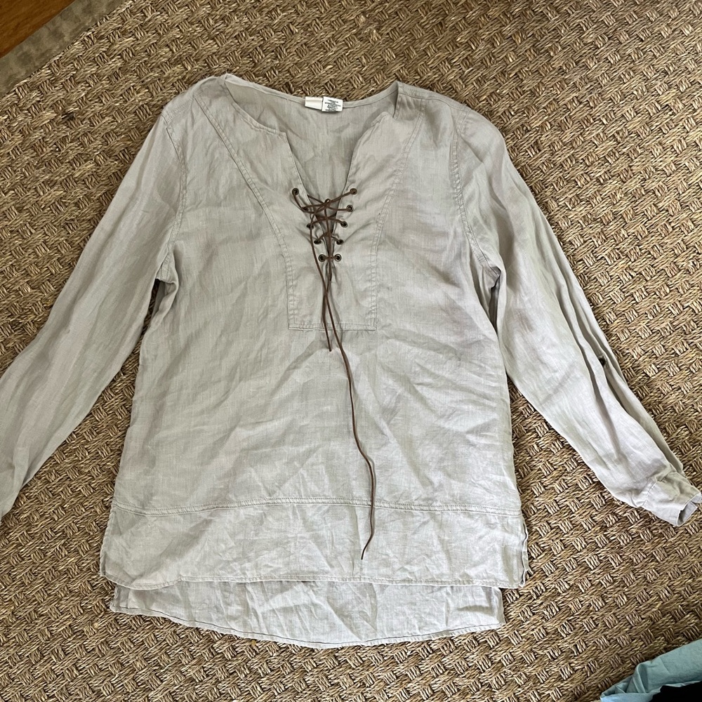 Linen tie front tunic